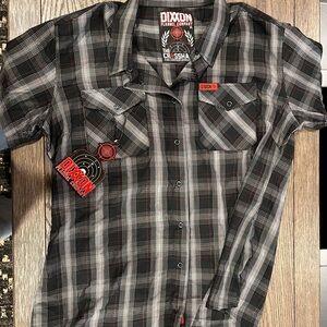 Dixxon women’s Black, Red,  White Plaid Flannel bamboo Shirt NWT